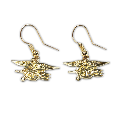 14K Yellow Gold Trident French (Open) Dangle Earrings - UDT-SEAL Store
 - 2