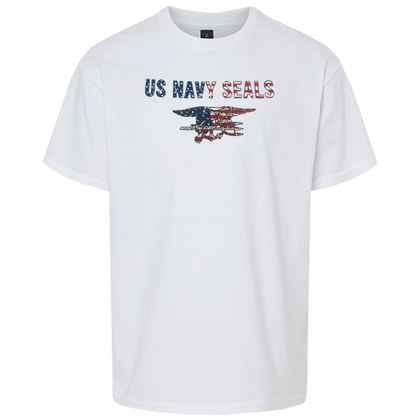 Youth US NAVY SEALS Trident Flag T-shirt