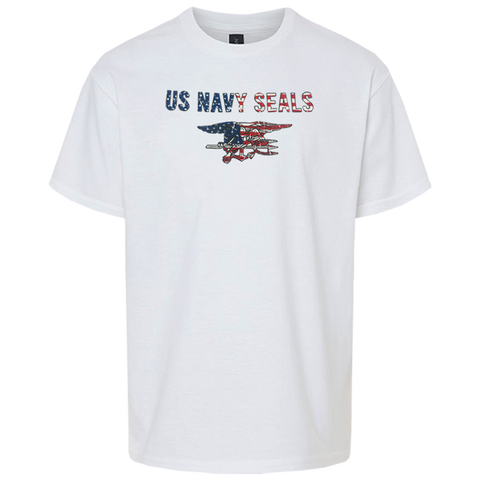 Youth US NAVY SEALS Trident Flag T-shirt