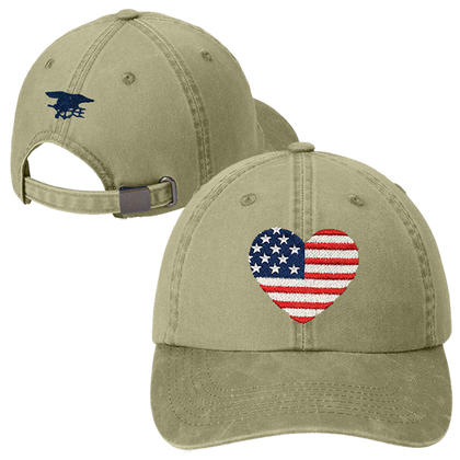 Heart Flag Garment Washed Trident Cap