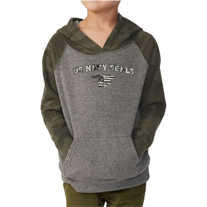 Toddler US NAVY SEALS with Trident Flag Hooded Raglan Sweatshirt