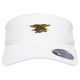 White Flexfit Visor with Gold Trident