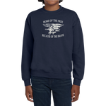 Youth Home of the Free with Trident Navy Crewneck Sweatshirt