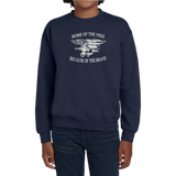 Youth Home of the Free with Trident Navy Crewneck Sweatshirt