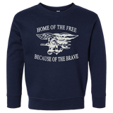 Toddler Home of the Free with Trident Navy Crewneck Sweatshirt