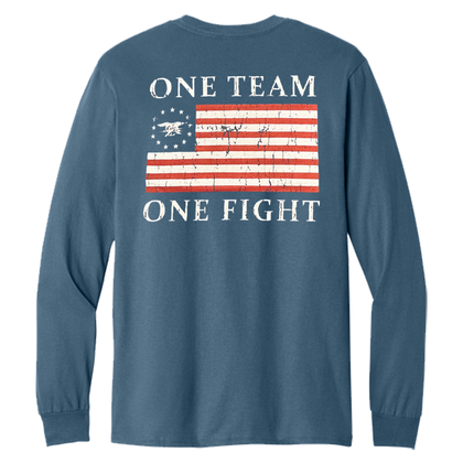 American Flag One Team One Fight Trident Long Sleeve T-Shirt