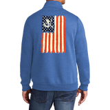 Bone Frog Flag Quarter Zip Heather Royal Pullover Sweatshirt