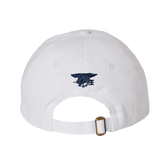 Youth White Cap with American Flag and 3D Navy Trident